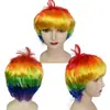 Peluca Corta de Colores Ktv Set de Pelucas para Disfraz de Bar Color Arcoíris Festivo Cabello Corto Flequillo Fiesta Escenario Colores Deslumbrantes