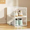 Caja de Zapatos Engrosada Transparente a Prueba de Polvo Caja de Almacenamiento de Zapatos Dormitorio Espacio Pequeño Angosto Ahorrador de Espacio Apilable Simple Zapatero Estante para Zapatos
