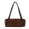 Bolsa de mão feminina estilo retrô, material camurça, design único, bolsa de ombro, grande capacidade, estilo coreano, exala uma vibe sofisticada e elegante, bolsa transversal