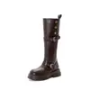 Botas altas de plataforma para mujer, retro y versátiles, que aumentan la altura y estilizan, con solapa convertible de dos vías, botas de jinete