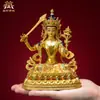 Estátua totalmente dourada do "Bodhisattva Manjushri" de uma aldeia de Xizang, decoração para casa interna, incrustada com contas coloridas, ornamento de estátua de Buda de cobre "Manjushri Shili"