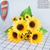 Buquês de girassol artificiais, flores de seda falsas, flores secas, girassóis, casa, hotel, sala de estar, decorações de mesa, pequenos enfeites