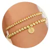 Pulsera Popular Retro Europea y Americana Ajustable con Letras Az Beaded Acero Inoxidable Moda Personalizada Versátil Joyería de Mano para Mujer
