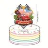 Cartão de Decoração de Bolo de Aniversário Infantil Car Story Sobremesa de 100 Dias Plug-in Push Music Adesivo