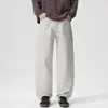 Pantalones casuales para hombre, nuevo otoño/invierno 2026, estilo old money, corte curvo, algodón puro, adelgazante, pierna ancha, pantalones de hombre de alta gama