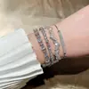 Uma variedade de flores da primavera Flor flash diamante puxar pulseira ajustável amor zircônia simples versátil pulseira empilhada joias