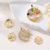 Oro Real de 14K Estilo Cósmico Estrella y Luna Circonita Colorida Árbol de la Vida Incrustación Micro de Circonita Colgante Collar Pulsera Accesorios de Joyería