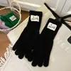 Luvas de Inverno Femininas Tela de Toque Sem Dedos Cor Sólida Quente Tricô Longo À Prova de Vento Cinco Dedos Ciclismo Estilo Coreano Tendência Casal Versátil