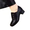 Zapatos de mujer de cuero suave, mocasines de tacón grueso, nueva moda otoño 2026, suela suave, versátiles, de boca profunda, zapatos para mamá, zapatos de trabajo de cuero para mujer