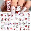 Pegatinas de uñas con marca de agua nuevas transfronterizas Día de San Valentín rojo romántico Círculo de Amor tenedor ajedrez pegatinas de agua al por mayor uñas