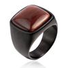 Amazon caliente nuevo anillo retro personalizado para hombre de piedra natural y acero de titanio joyería de acero de titanio de moda venta al por mayor