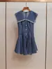 Vestido de Mezclilla con Solapa Grande, Incrustaciones de Diamantes, Estilo Francés Retro Reductor de Edad, Nuevo Otoño para Mujer, Gama Alta, Shenzhen Nanyou
