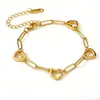 Pulsera Minimalista de Cadena Fina Color Oro Transfronteriza con Colgante de Corazón, Sencilla y Versátil, Diseño Corto con Único Brazalete de Acero de Titanio