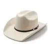 Chapéu de Cowboy Ocidental Retrô, Chapéu de Aba Larga Falso Feltro, Adereço de Festa de Performance, Chapéu com Aba Enrolada Decorativo Personalizado com Fivela de Metal