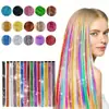 Extensões de Cabelo com Fios Dourados a Laser, Mechas Douradas a Laser, Presilhas BB, Mechas Metálicas Douradas, Apliques de Cabelo Dourados para Realce Instantâneo do Cabelo