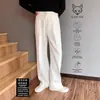 Nuevos pantalones versátiles de color liso de pierna recta con forro polar engrosado para otoño e invierno 2025 para hombre, pantalones casuales de negocios con caída y sin arrugas