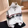 Cardigã Tricotado Jacquard Vintage com Gola Reversível Tamanho Grande para Mulheres 2026 Outono/Inverno Novo Estilo Aconchegante Emagrecedor Aumenta o Calor Casaco Engrossado para Mulheres