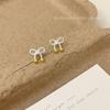 Pendientes de lazo hueco para mujer, sencillos, pequeños y exquisitos, con todo incluido, con un diseño dulce y un corazón para niña.