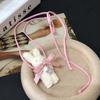 Dulce y Linda Chica de Ballet Lazo de Cinta Conejito de Peluche Collar Cadena para Clavícula Femenina de Moda
