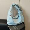Bolso Cruzado de Mezclilla Nuevo 2025 para Mujer Versátil Bolso de Hombro Tipo Tote con Bordado Japonés Ins Bolso Simple de Gran Capacidad