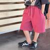 Pantalones Cortos de Algodón Lavado con Letras para Verano de Niños, Unisex, Versátiles, Frescos, Pantalones de Chándal de Cinco Puntos