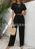 Transfronteiriço 2024 Amazon Novo Verão Europeu e Americano Amazon Feminino Cor Sólida Gola Redonda Slim Sem Mangas Top Calças