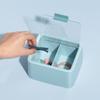 Caja de Almacenamiento para Bastoncillos de Algodón, Elegante Portátil Limpiador Facial de Algodón Huevo de Belleza Productos de Cuidado de la Piel Huevo de Belleza Caja Pequeña a Prueba de Polvo Algodón para Maquillaje Doble Compartimento