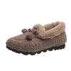 Zapatos Planos Nuevos de Tela de Felpa Cálida Antideslizantes Viejos Beijing Plus Frijol para Mujer Zapatos de Algodón Zapatos de Piel de Invierno Suela Gruesa Suave para Mujer