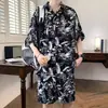 Pijama de Algodón y Seda para Hombre Nuevo Verano 2026, Conjunto Delgado de Algodón y Seda de Manga Corta, Se Puede Usar Afuera como Ropa de Casa, Venta Directa del Fabricante
