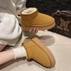 Botas de nieve de suela gruesa para mujer, zapatos cálidos de pan de invierno de una sola pierna con forro polar y algodón grueso, 2024