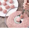 Hacedor de albóndigas de acero inoxidable, herramienta de prensa para hacer albóndigas de camarón y fritas en casa, antiadherente