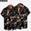 Estación Independiente Transfronteriza Halloween Impresión Digital 3D Manga Corta talla extra para Hombre Holgada Camisa de Fiesta Kuso