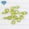 Huagang Gems Piedra Suelta de Zircón de Superficie Doble de Tortuga Redonda Amarillo Oliva con Doble Agujero, Piedra Sintética de Circonita Cúbica de Superficie Cuadriculada con Agujero