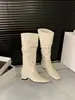 Botines Delgados para Mujer 2026 para Otoño e Invierno, Botines Elásticos de Cuero Suave Plegado Vintage sin Cordones al Tobillo con Tacón Medio Grueso para el Trabajo, Favorecedores para el Pie
