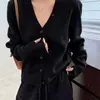 2026 Nueva Ropa de Otoño para Mujer Comercio Exterior Cárdigan Sencillo para Mujer Suéter de Punto Holgado con Sentido del Diseño Capa