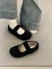 Sapatos Mao Mao Femininos Outwear 2024 Inverno Estilo Francês Chanel Estilo Boca Rasa Quente Forrado de lã Sapatos Mary Jane de uma palavra