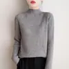 Suéter de canalé para mujer con cuello alto medio, nuevo estilo otoño/invierno 2025, top de punto para capa interior, pieza única para dropshipping