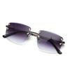 0231 novos óculos de sol quadrados de filme colorido sem aro europeus e americanos, óculos de sol masculinos com cor degradê, haste de mola personalizada estilo ins