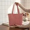 Bolsa de mano de lona a rayas de gran capacidad, bolso de hombro, bolsa para el trabajo, transfronteriza