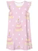 Verano Europeo y Americano Transfronterizo Impresión Digital 3D Celebración de Fiesta de Cumpleaños Pastel de Aniversario Ropa para Niños Lindo Vestido de Noche con Mangas de Volantes