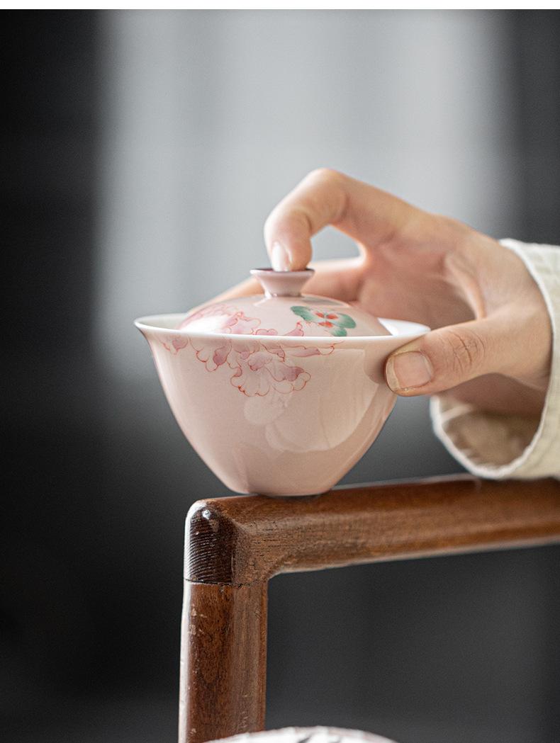 苍烟红--手绘赏芳华--知隐盖碗_07