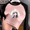 Blusa Térmica de Fleece para Meninas Outono Inverno 2026 Nova Blusa Escovada Infantil Roupa Íntima Camiseta Raglan de Manga Longa Outono Inverno