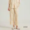 Pantalones de pijama estampados de estilo nacional frescos para mujer, pantalones de pierna ancha cropped finos de seda helada para verano, adecuados para usar al aire libre y en casa