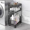 Estante de almacenamiento para baño, estante de almacenamiento de detergente para ropa de varias capas de pie, estante de almacenamiento móvil para huecos de inodoro y baño