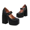 Tallas 35-43 Zapatos de una sola pieza con hebilla y boca poco profunda para todas las estaciones, Zapatos de moda para mujer, Zapatos para mujer de talla grande transfronterizos, Plataforma impermeable, Color sólido