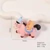 Llavero Colgante de Caballo de la Suerte de Dibujos Animados Pony Cacahuete Resina Accesorios DIY Pegamento Cremoso Imán para Nevera