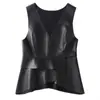 Chaleco de Piel de Oveja para Mujer Cuello en V Corte Ajustado Corto Cruzado Informal Ropa de Abrigo Chaleco de Piel Genuina Otoño Nuevo 2026 a