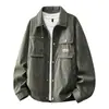 Chaqueta de trabajo para hombre, nuevo estilo primavera/otoño, chaqueta casual holgada con diseño de bloques de color, cuello alto, top versátil y moderno
