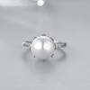 Anillo Flor Perla Plata Esterlina S925 Transfronterizo Nuevo Estilo Coreano Abierto Simple Girasol Anillo de Dedo DIY Soporte Vacío