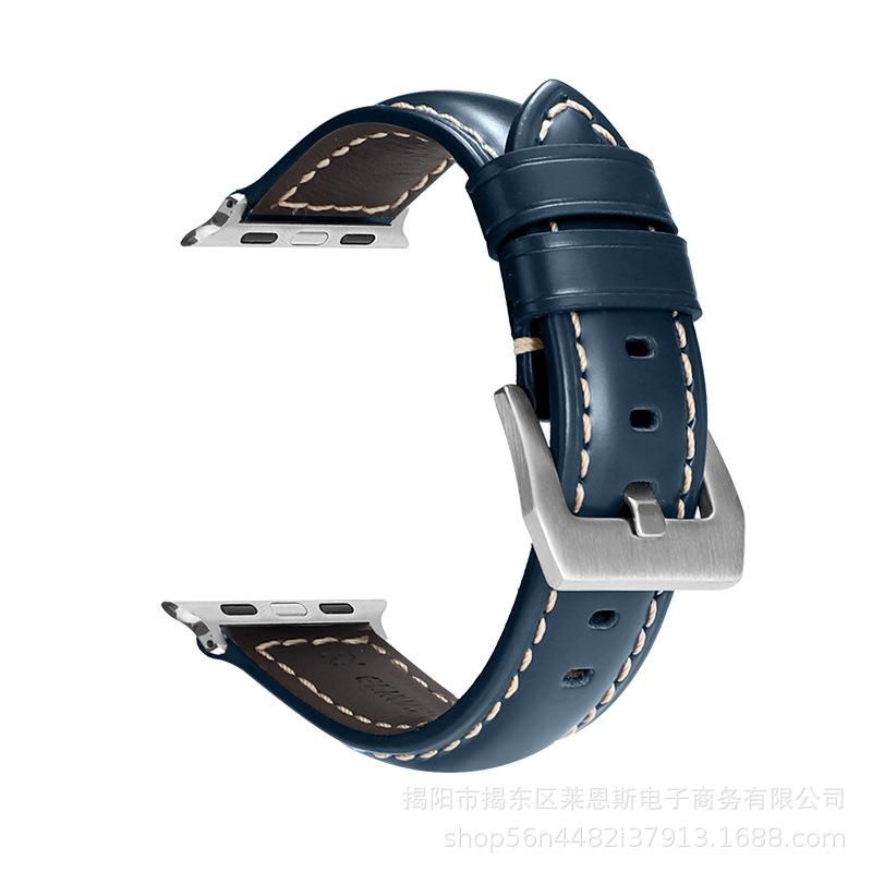 油亮皮蓝色-银扣